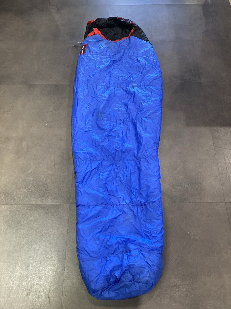 (STAINS) Marmot Sleeping Bag, Blue/Black, 30 Degree?