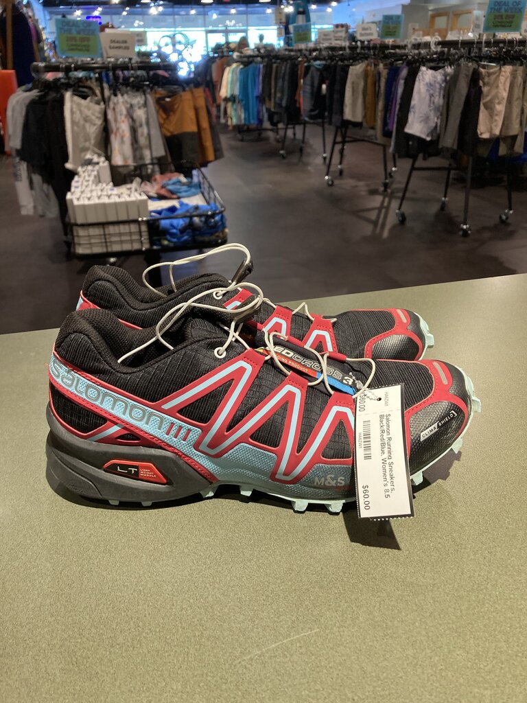 Salomon Running Sneakers, Black/Red/Blue, Women's 8.5