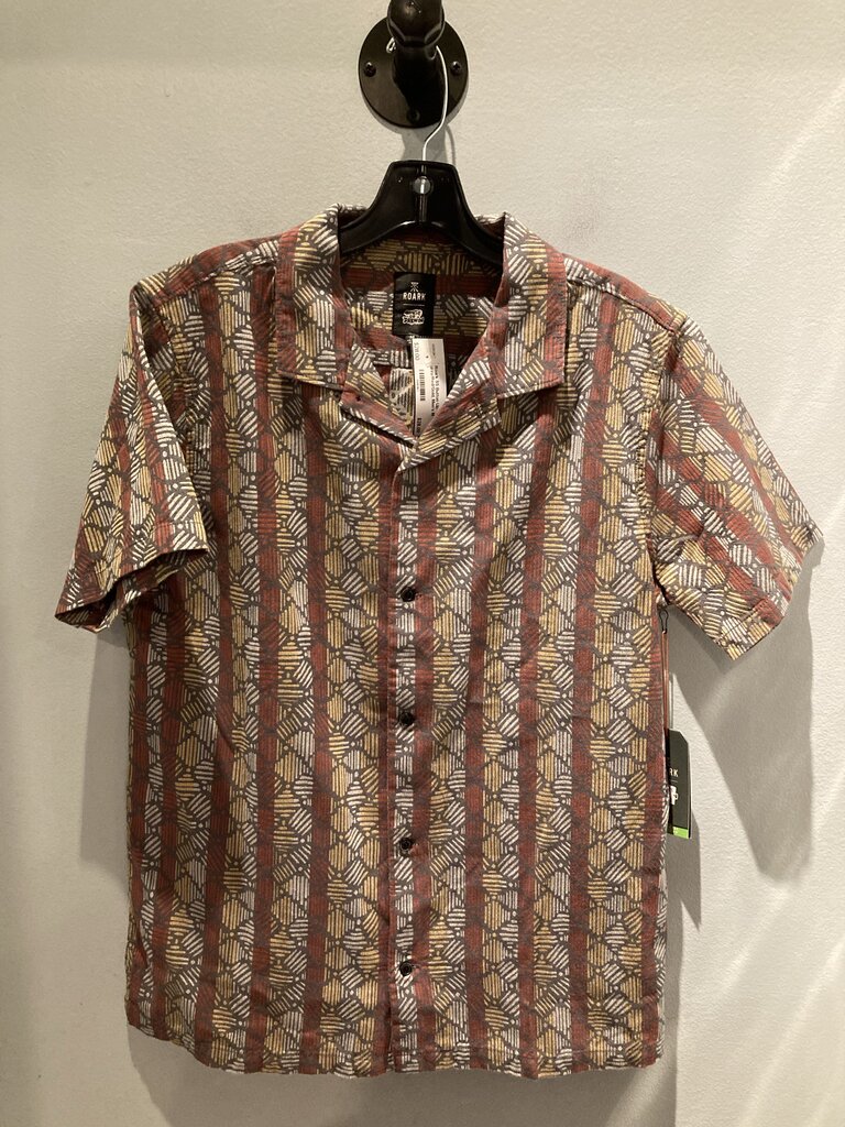 Roark SS Button Up, grey/Red/Gold, Men's M