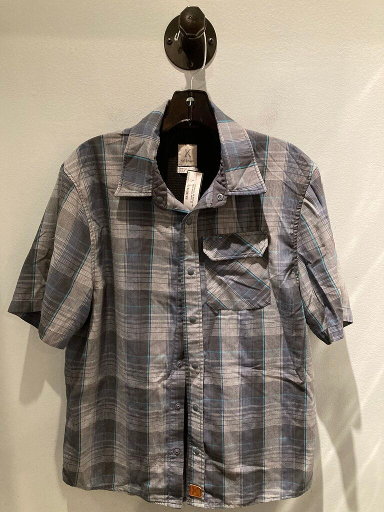Kitsbow SS Button Up, Blue/Plaid, Men's M