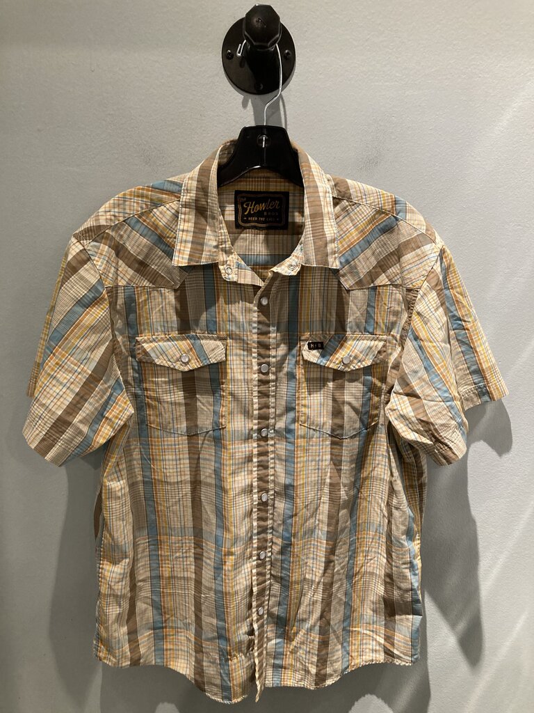 Howler Bros SS Snap, Yellow/Brown/Teal, Men's M