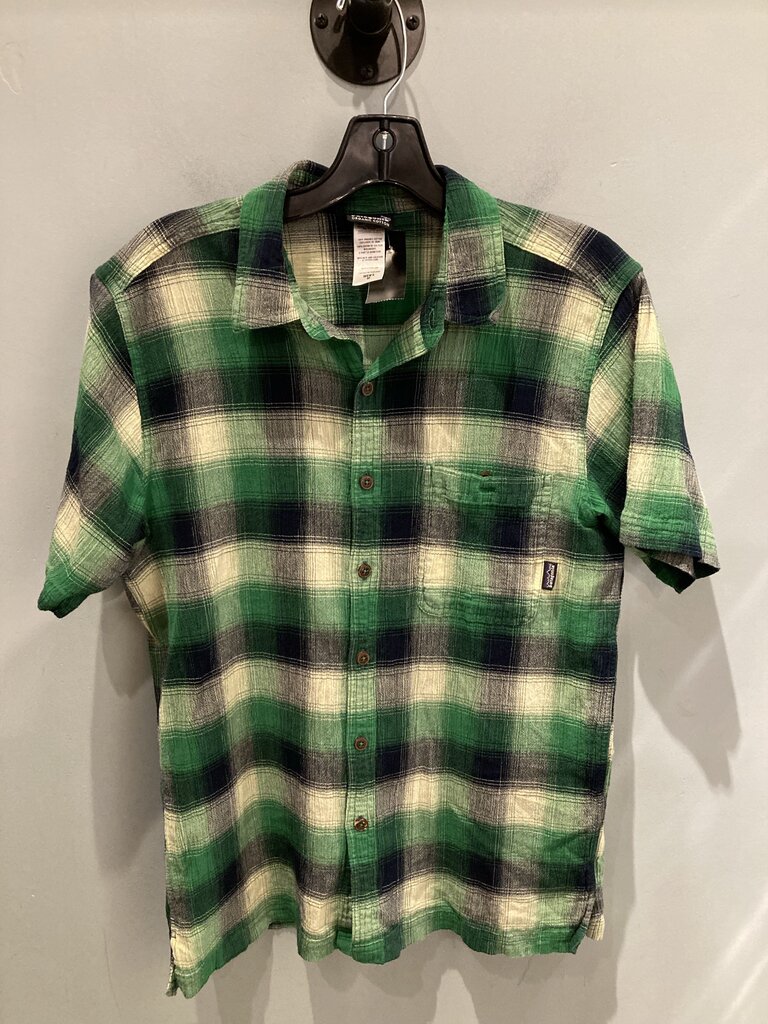 Patagonia SS Button Up< Green/Navy, Men's M