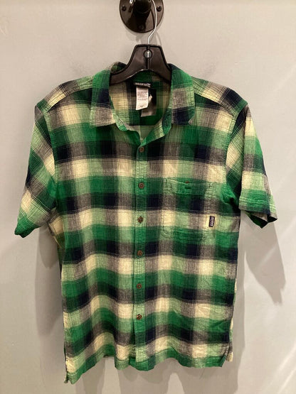 Patagonia SS Button Up< Green/Navy, Men's M
