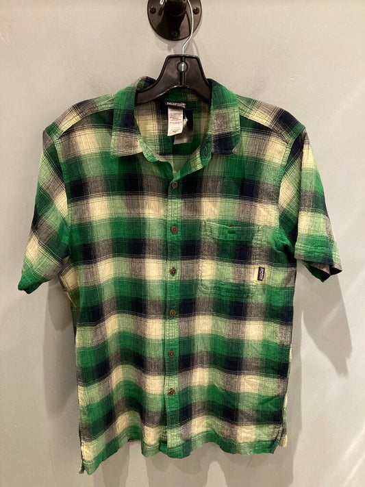 Patagonia SS Button Up< Green/Navy, Men's M