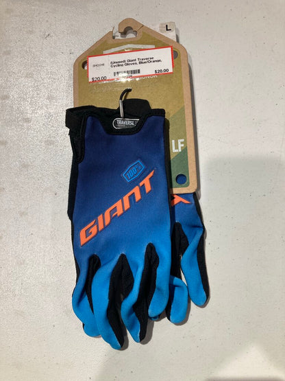 (Unused) Giant Traverse Cycling Gloves, Blue/Orange, Men's L