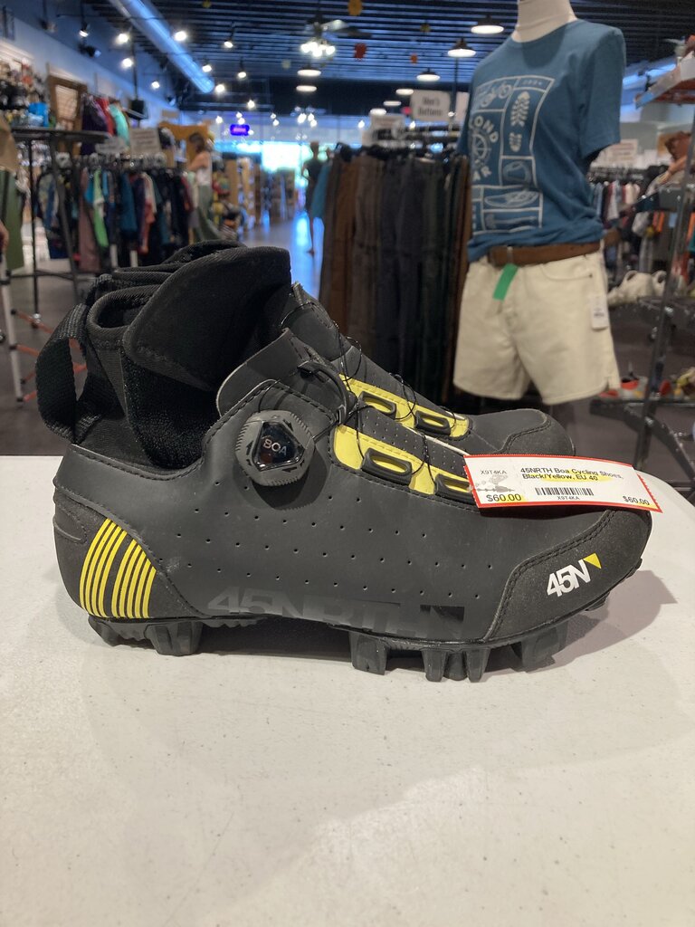 45NRTH Boa Cycling Shoes, Black/Yellow, EU 40