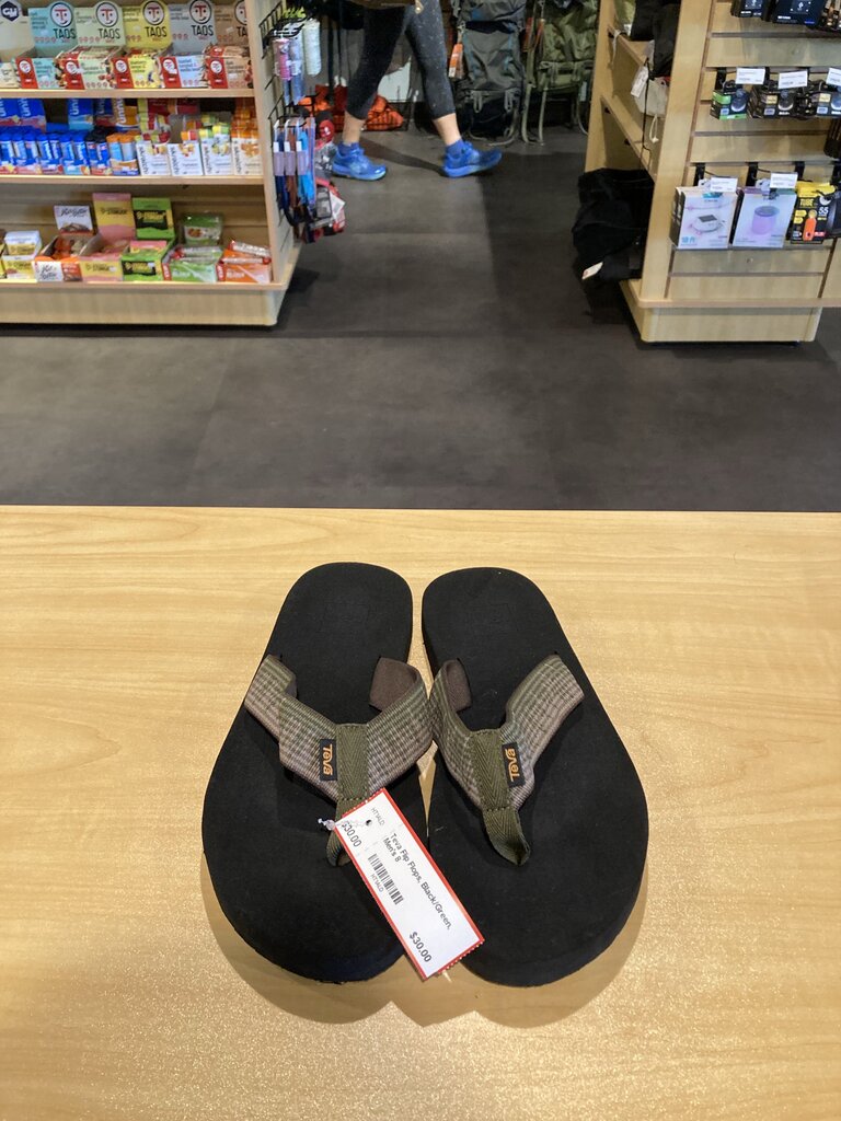 Teva Flip Flops, Black/Green, Men's 8