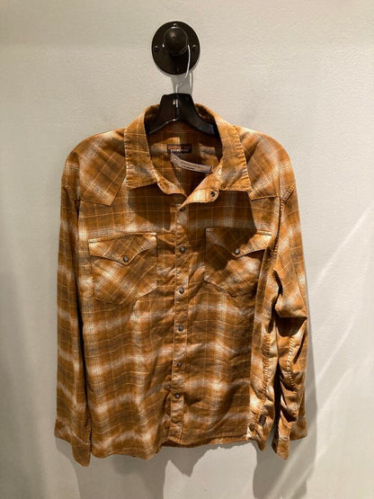 Patagonia LS Snap Up, Brown/White/Teal. Men's L