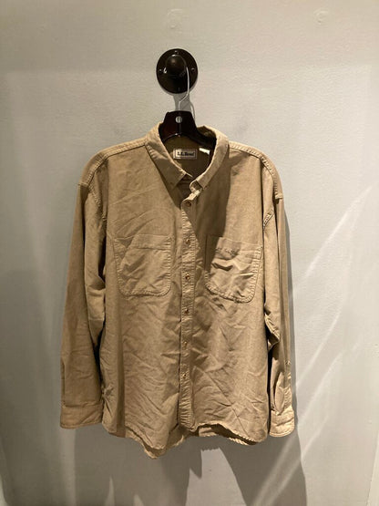 LL Bean LS Button Up, Tan, Men's L