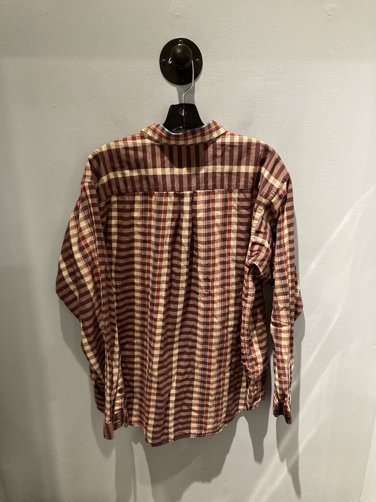 Patagonia LS Button Up, Maroon/Tan, Men's L