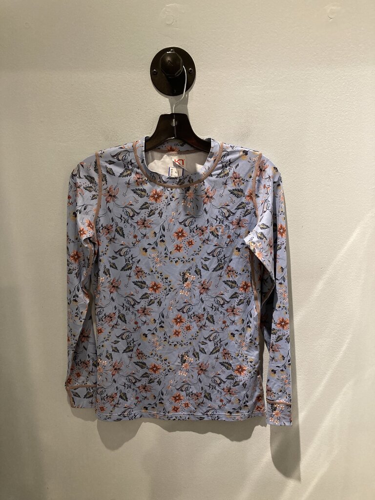 Kari Traa LS Crew, Lite Blue Floral, Women's M
