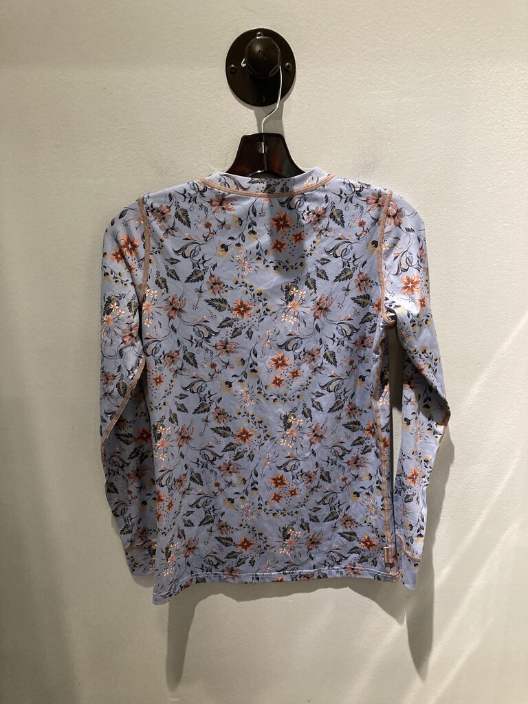 Kari Traa LS Crew, Lite Blue Floral, Women's M