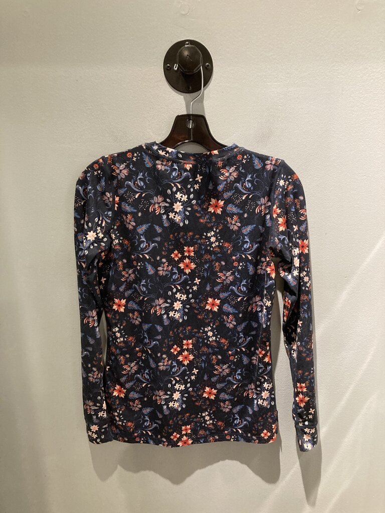 Kari Traa LS Crew, Dark Blue Floral, Women's M