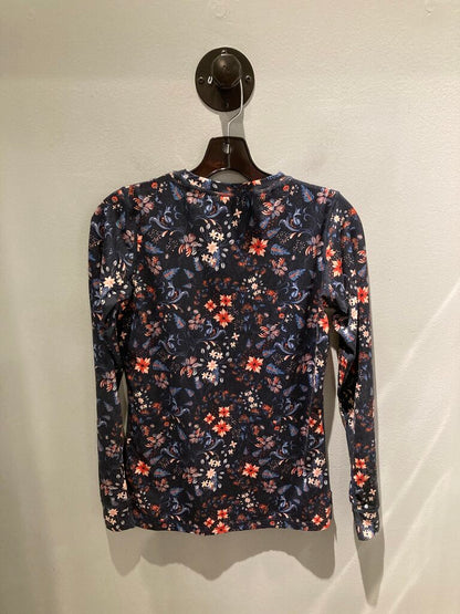 Kari Traa LS Crew, Dark Blue Floral, Women's M