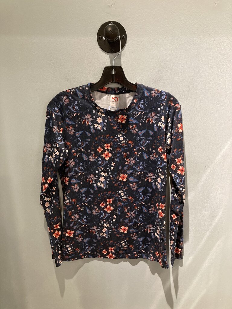 Kari Traa LS Crew, Dark Blue Floral, Women's M