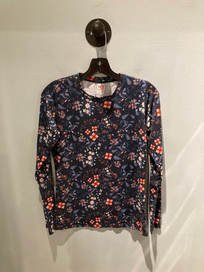 Kari Traa LS Crew, Dark Blue Floral, Women's M