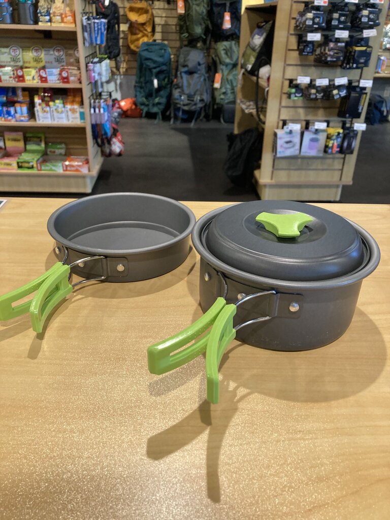Metal Cookset, Grey/Green, 2pcs w/ Lid