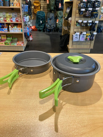 Metal Cookset, Grey/Green, 2pcs w/ Lid