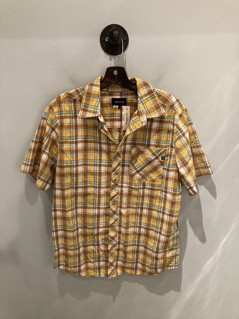 Marmot SS Button Up, Mustard/Blue, Men's M