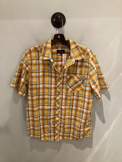 Marmot SS Button Up, Mustard/Blue, Men's M