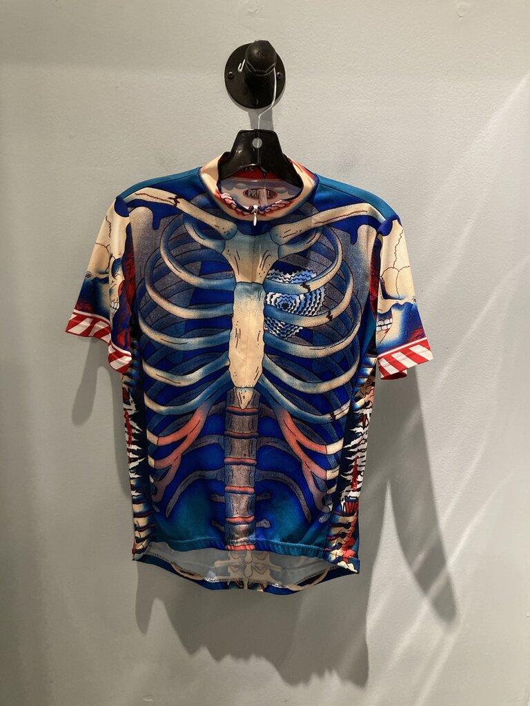 Primal Full Zip SS Bike Jersey, Blue Bones, Men's M