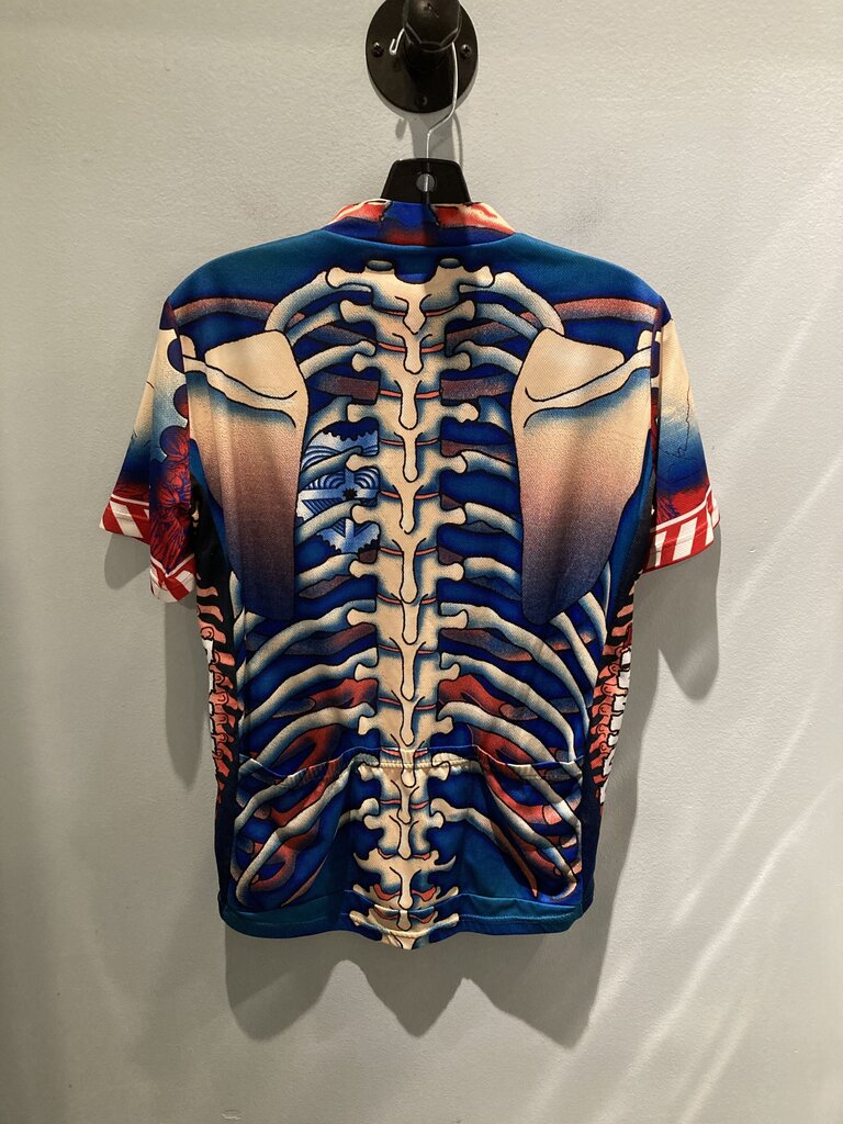 Primal Full Zip SS Bike Jersey, Blue Bones, Men's M