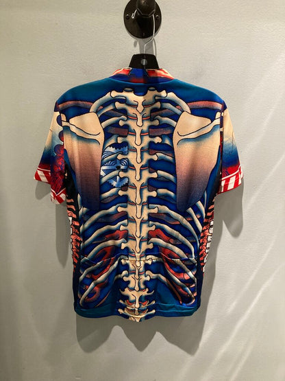 Primal Full Zip SS Bike Jersey, Blue Bones, Men's M