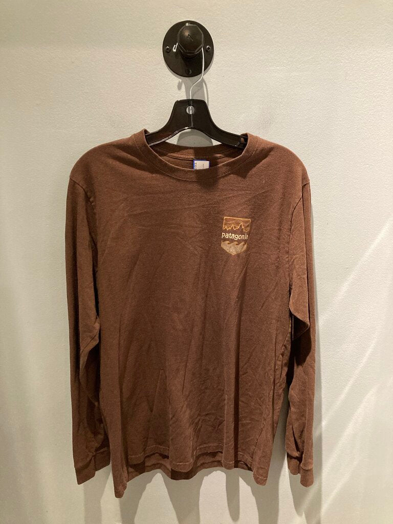 Patagonia LS Crew, Brown/Logo, Men's L
