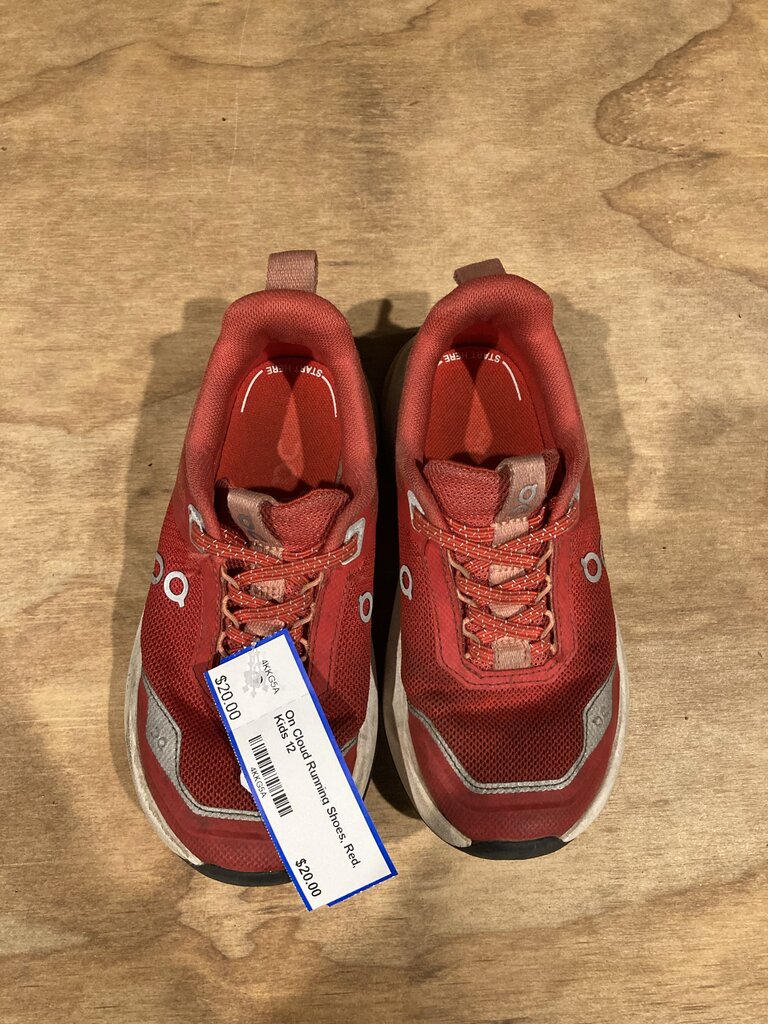 On Cloud Running Shoes, Red, Kids 12