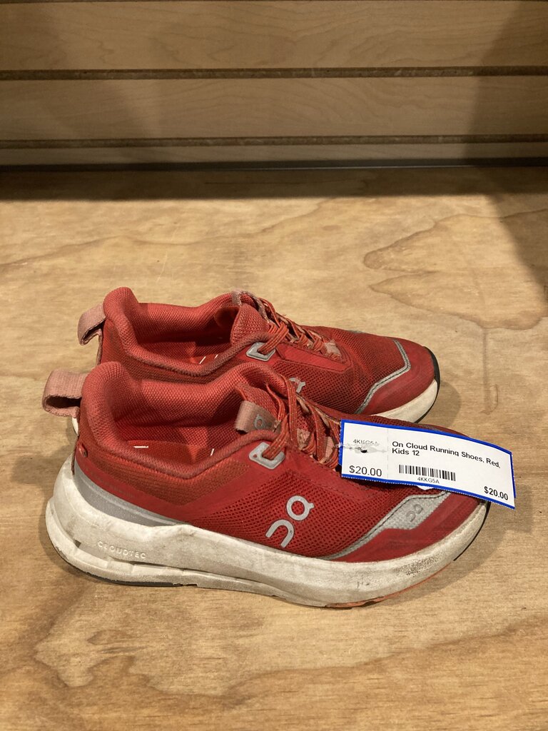 On Cloud Running Shoes, Red, Kids 12