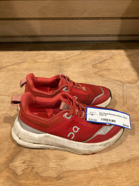 On Cloud Running Shoes, Red, Kids 12