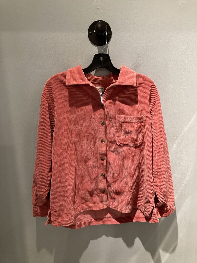 LL Bean Corduroy Button Up, Pink, Women's M Pet