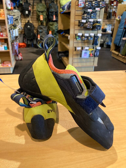 Evolv Shakra Climbing Shoes, Navy/Yellow/Orange, 36