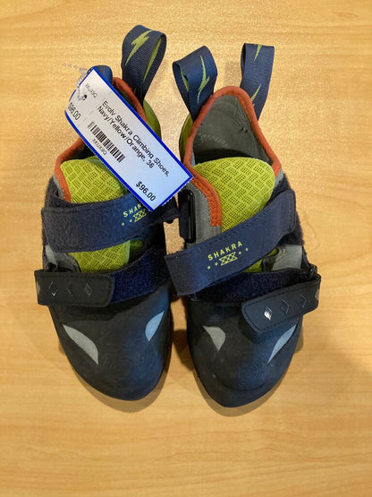 Evolv Shakra Climbing Shoes, Navy/Yellow/Orange, 36