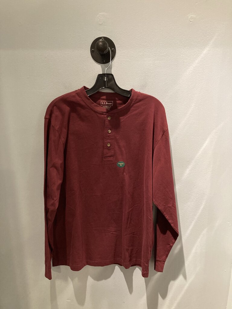 LL Bean LS Henley, Red, Men's M