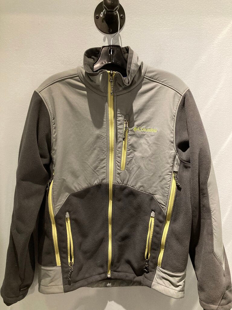 Columbia Full Zip Hybrid Jacket, Grey/Yellow, Men's M
