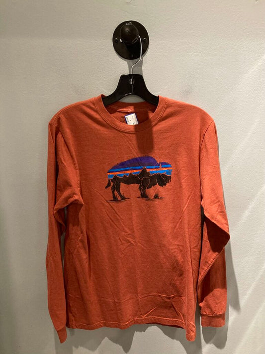 Patagonia LS Crew, Orange Buffalo, Men's S