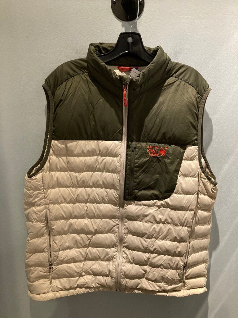 Mountain Hardwear Down Vest, Tan/Green, Men's XL
