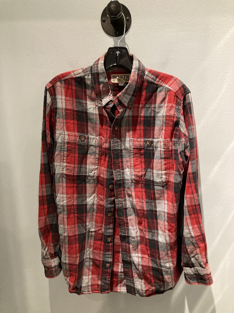 Duluth Trading LS Button Up, Red/Black/Grey, Men's M