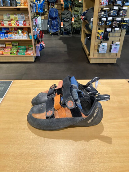 Evolv Climbing Shoes, Orange/Blue/Black, 40