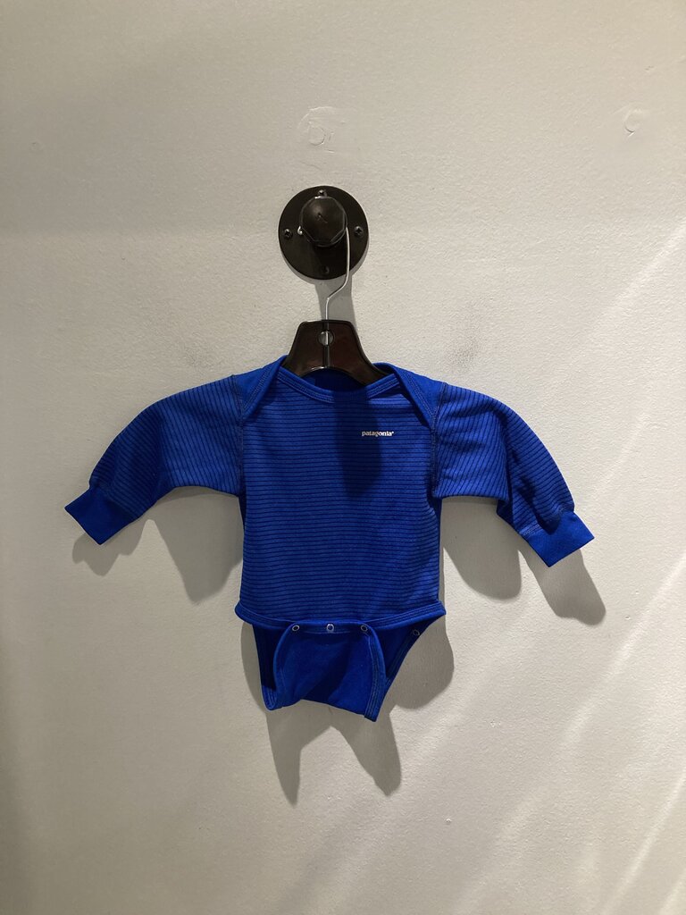 Patagonia LS Onesie, Blue/Black Stripes, 3M