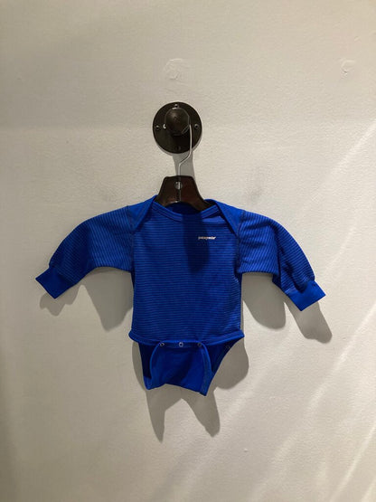 Patagonia LS Onesie, Blue/Black Stripes, 3M