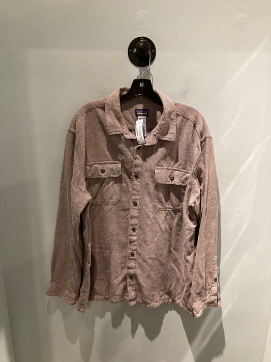 Patagonia LS Button Up, Brown Stripes, Men's XL