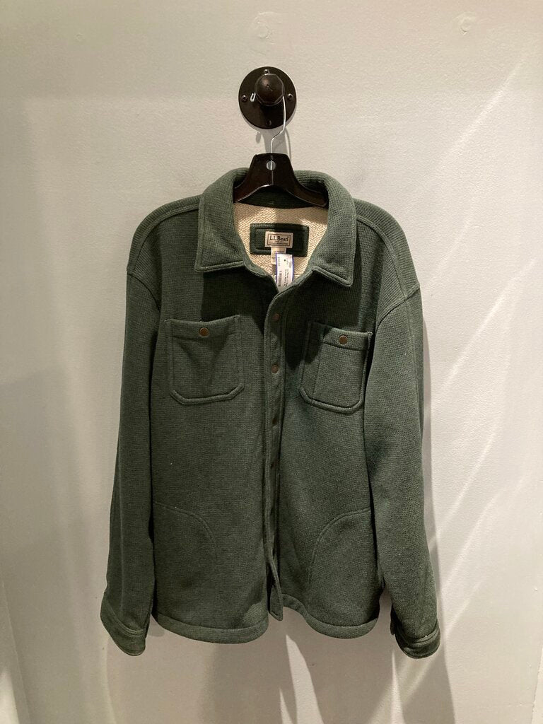 LL Bean LS Snap Fleece, Green, Men's XL