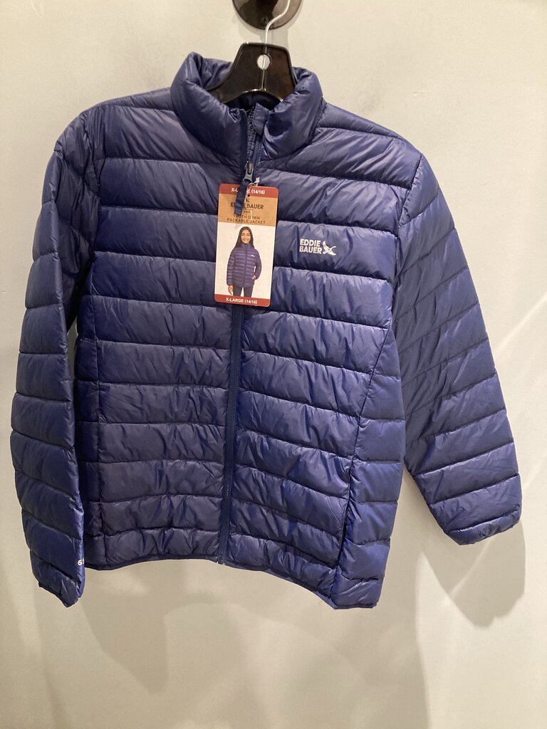 (Unused) Eddie Bauer Down Jacket, Blue, Kid's XL