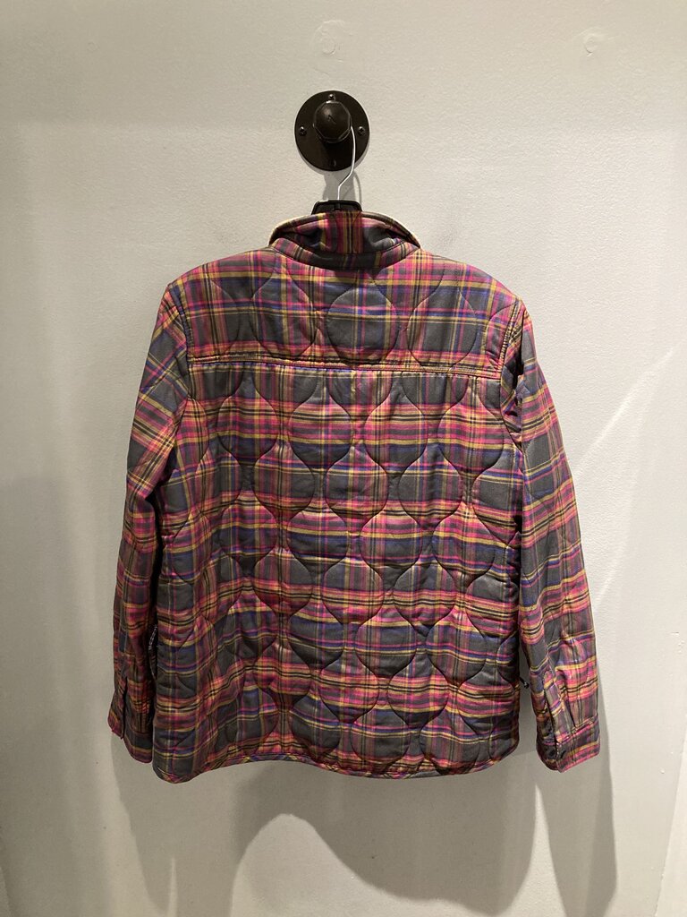 Burton Lined Snap Up Jacket, Gray/Pink Plaid, Women's L
