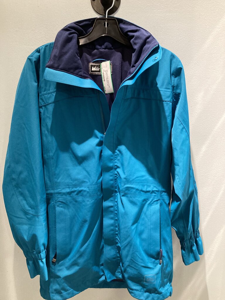 REI Long Rain Jacket Coat, Teal/Navy, Women's XS