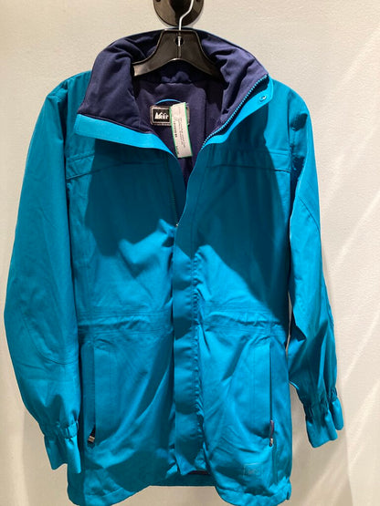 REI Long Rain Jacket Coat, Teal/Navy, Women's XS