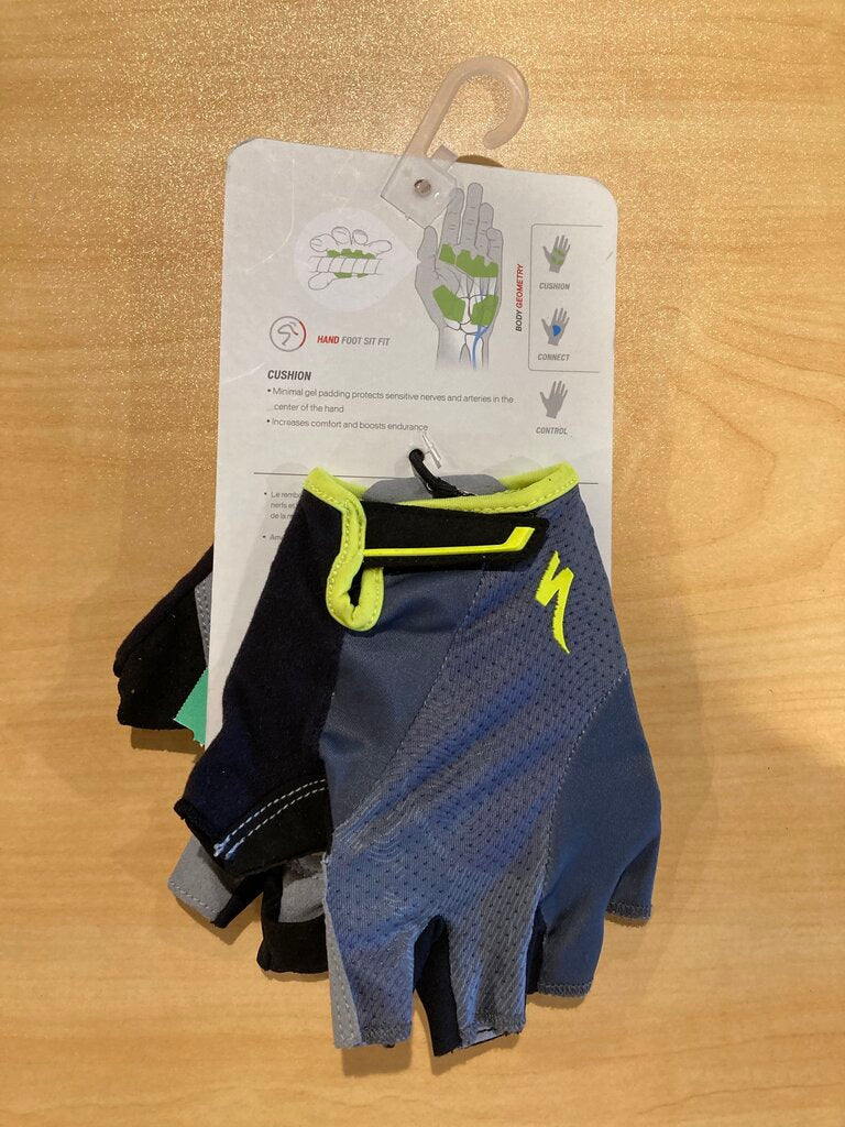 (NWT) Specialized BG Gel Gloves, Grey/Yellow, L