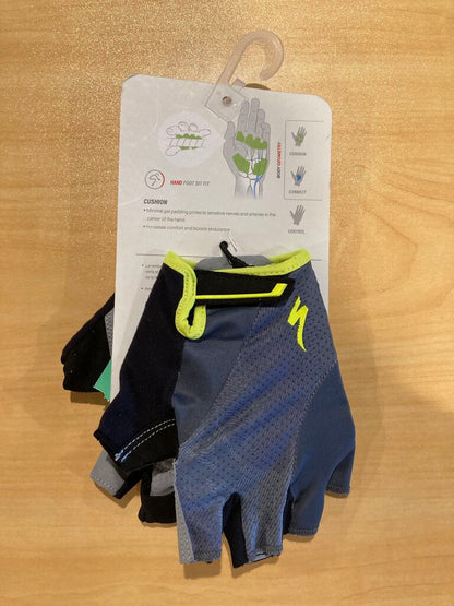 (NWT) Specialized BG Gel Gloves, Grey/Yellow, L
